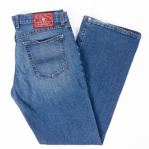 Lucky Brand Dungarees Mid Rise Flare Womens Jeans Faded Dark Wash Size 14 Reg